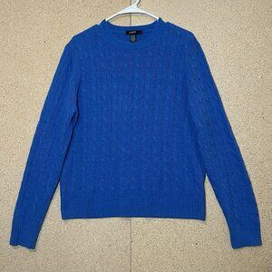 J.Crew Women’s Sweater Cable Knit Size Medium Blue Wool Angora Cashmere Blend